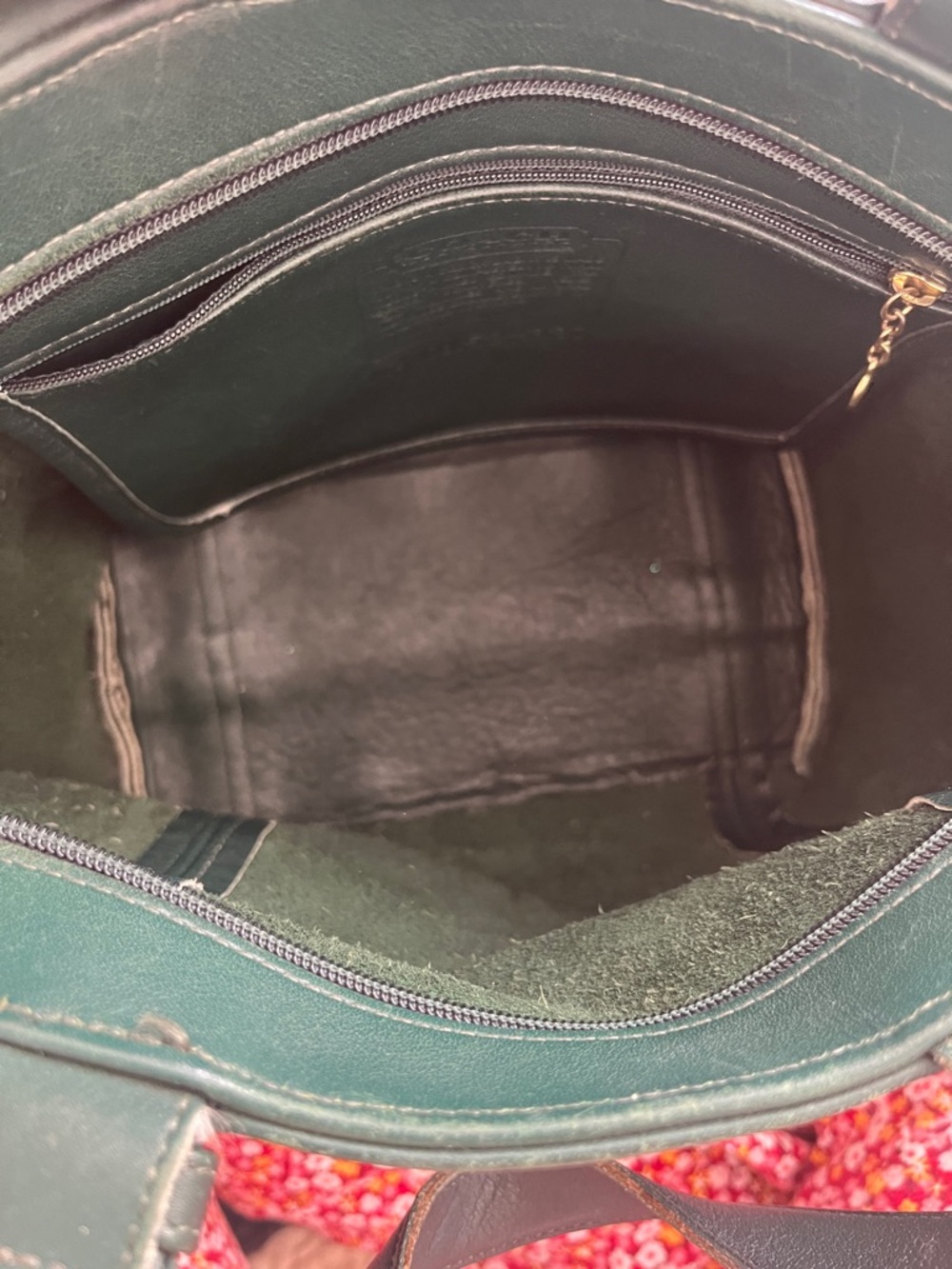 Vintage Coach Dark Green Leather Satchel with Gold-Tone Buckles - Picture 6 of 7